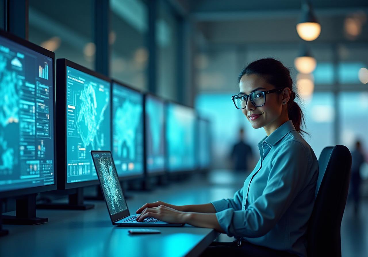 Logistics professional in a modern Frisco dispatch center coordination freight movement